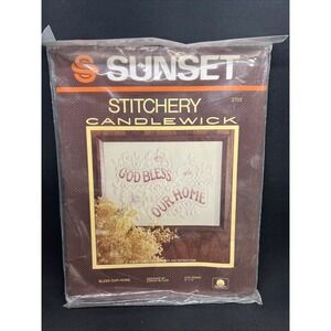 Sunset Stitchery Candlewick "God Bless Our Home" Kit 2703 NOS Vintage New